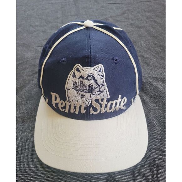 Vintage‎ Penn State Snapback Hat Nittany Lions The Game Big Logo 90s Embroidered